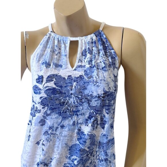 INC Womens Size Small Sheer Floral Print Sequined Keyhole Neck Tank Top Shirt - Picture 5 of 7